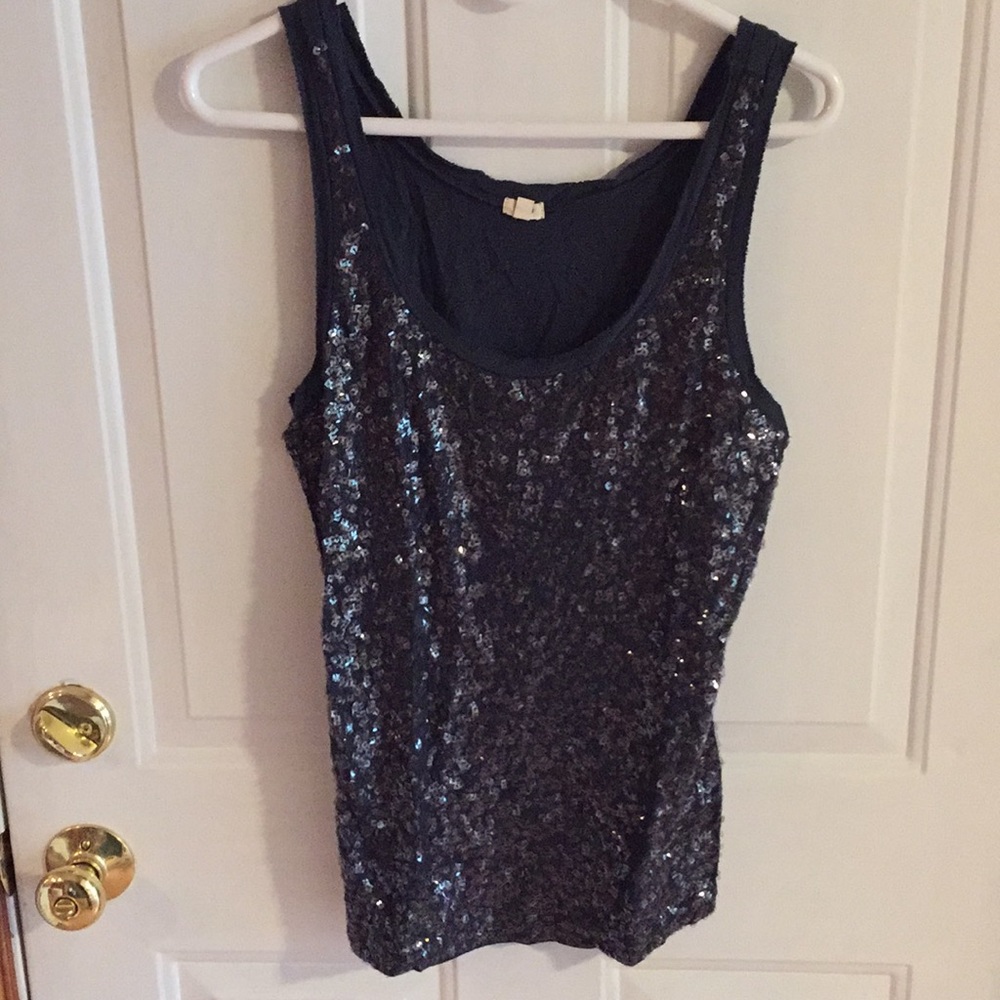 J. Crew sequin navy blue tank top